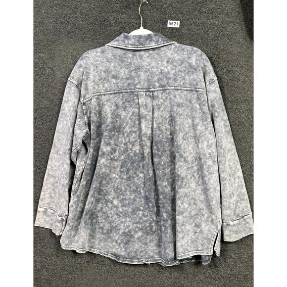 Jane And Delancey Denim Gray Button Front Long Sleeve Roll Tabs Shirt Size 1X - Picture 2 of 7